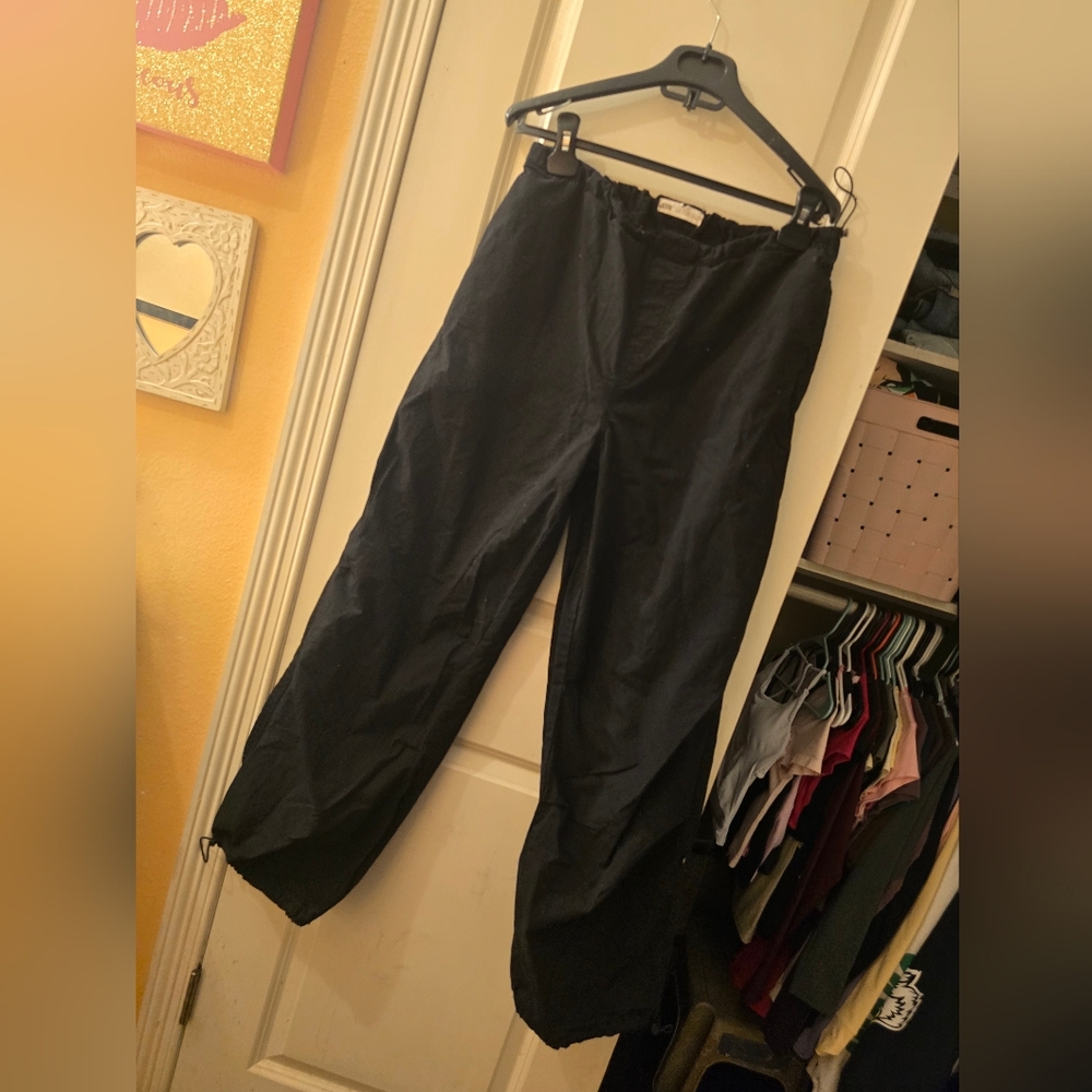 STR stradivarius Wide Leg Trousers Sz M Black - Picture 2 of 7